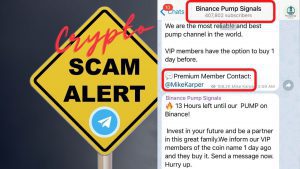 Binance Pump signals VIP @Mikekarper Telegram Crypto Scam Alert | AdsMember