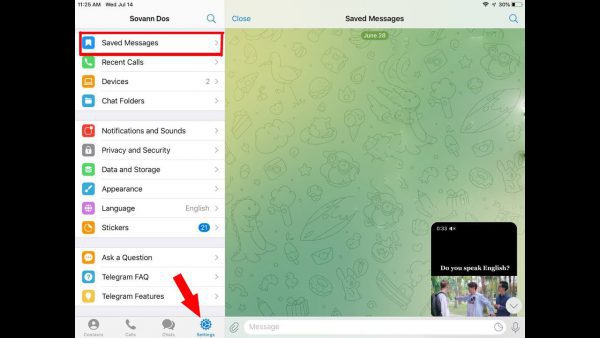 How to send videos and files to Saved Messages on scaled | AdsMember